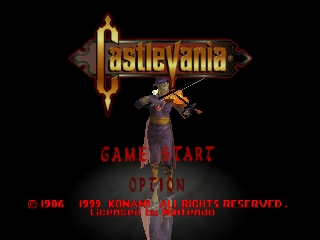 Castlevania title screen for Nintendo 64